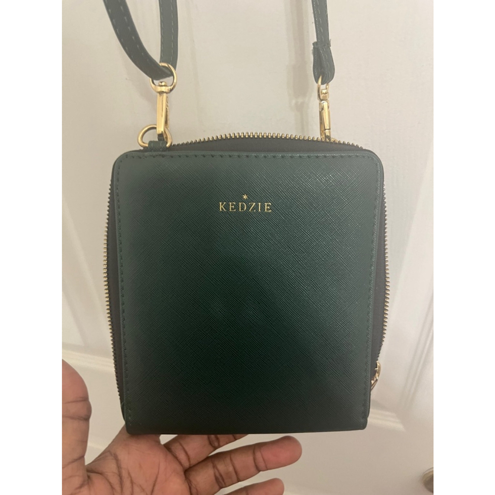KEDZIE Best Little Bag in Saffiano Vegan Leather Crossbody Bag For Women Green